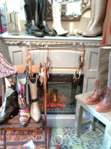 Portable fireplace in Venice clothing store