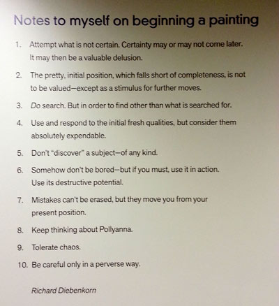 Richard DIebenkorn's Notes on Painting