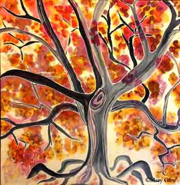 "Tree," painting on silk by Joy-Lily. Photo by Mary Gow